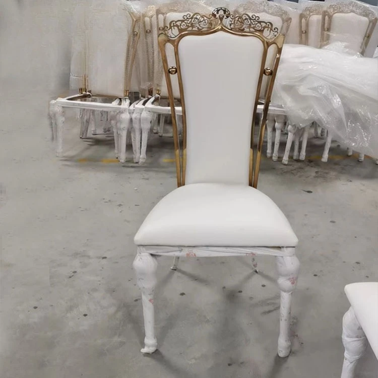 Light luxury hotel banquet chair high-end fashion stainless steel dining chair factory direct sales titanium PU leather chair