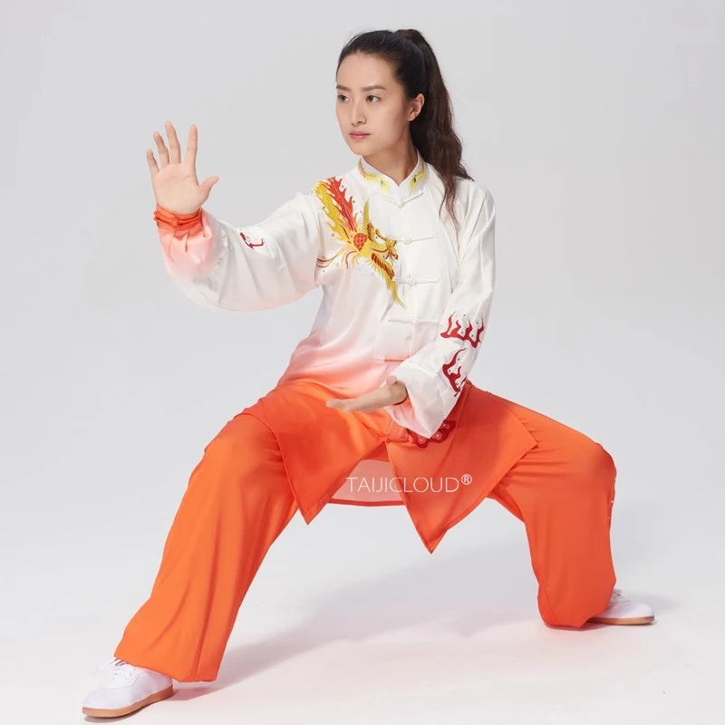 Imperial Phoenix Taichi Set Stretch Mulberry Silk Performance Wear w/ Embroidery Unisex Competition Kung Fu Suit