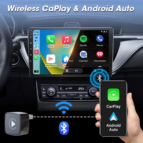 Imagen 2 del producto Adaptador CarPlay 2 en 1 con cable a inalámbrico, Dongle automático Android, Mini caja inteligente Plug and Play, accesorios para coche, sistema inteligente