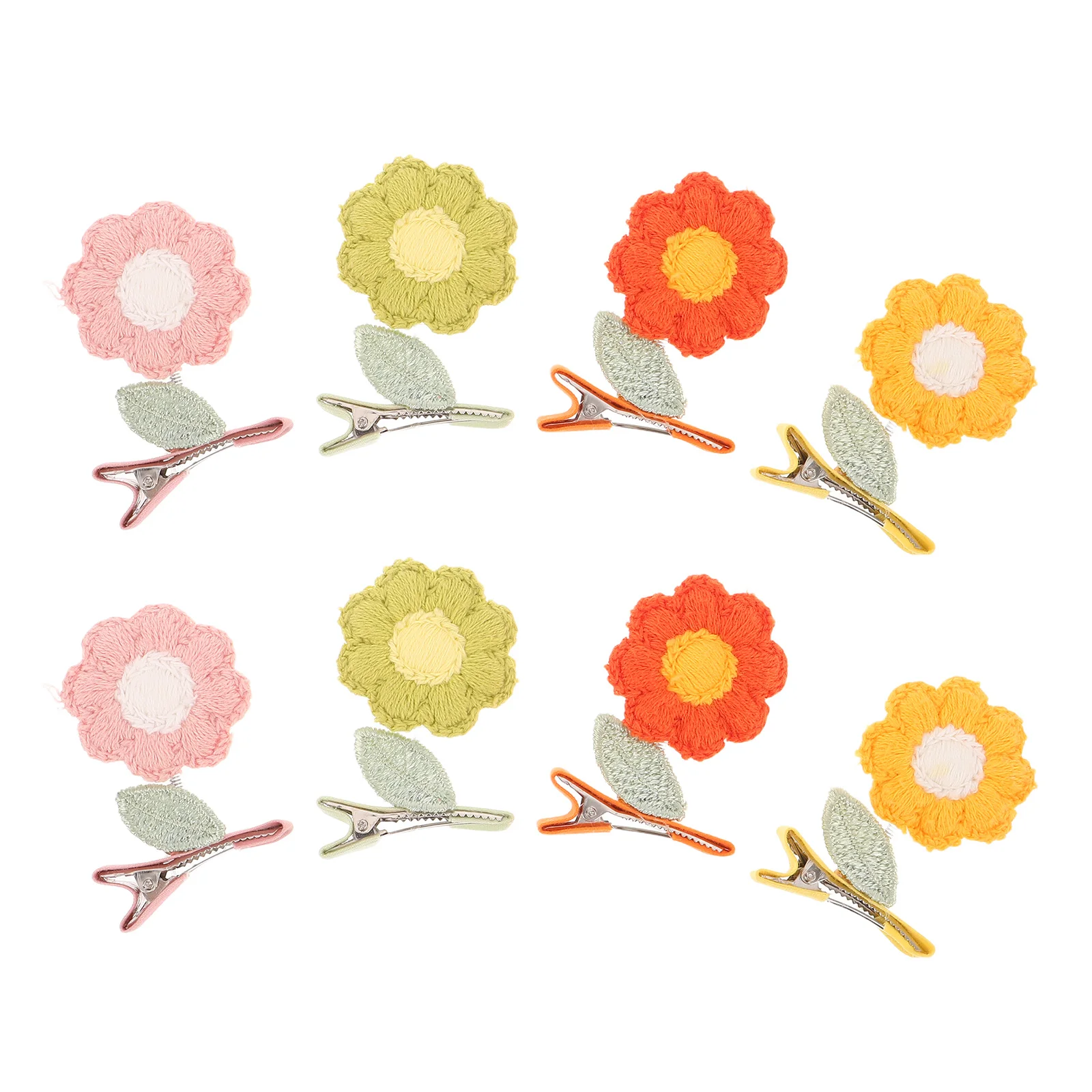 

8pcs Sunflower Clips Knitted Flower Barrettes For Little Soft Hair Accessories Flower Hair Clip