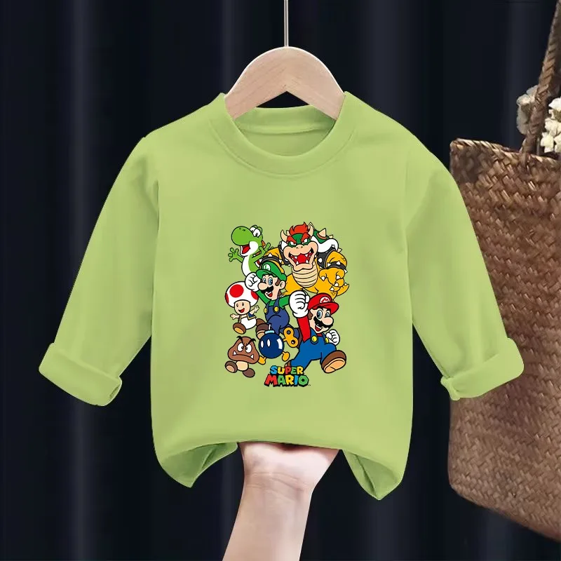 

Super Mario Bros Unisex Thin Long Sleeve T-shirt Cartoon and Anime Pattern Clothes Summer Fashion T-shirts Birthday Party Gifts