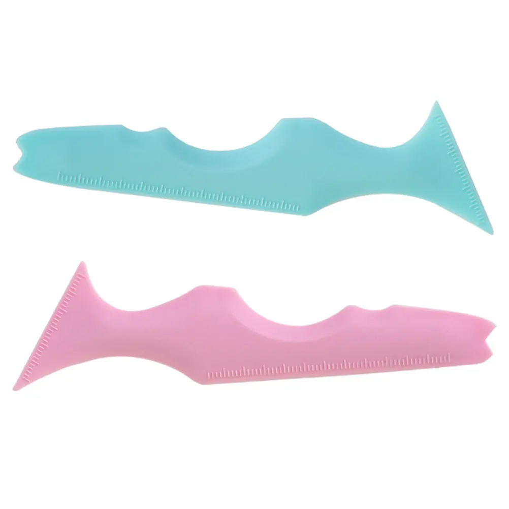 2Pcs Ergonomic Eyeliner Stencil Tool with Scale Assistance Quick Precise Eye Makeup Aid Lip Ruler Mascara Guide Silicone