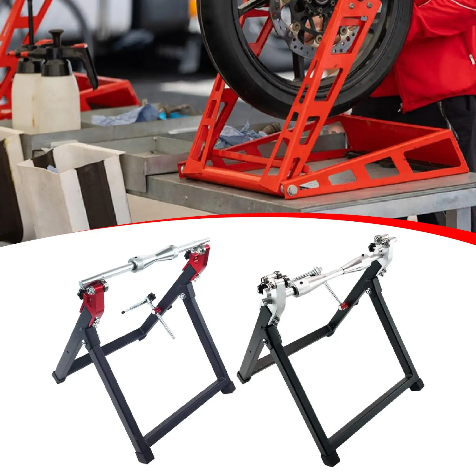 Foldable Metal Motorcycle Wheel Balancer Stand Tire Fitting Tool Kit for Accurate Wheel Alignment and Maintenance