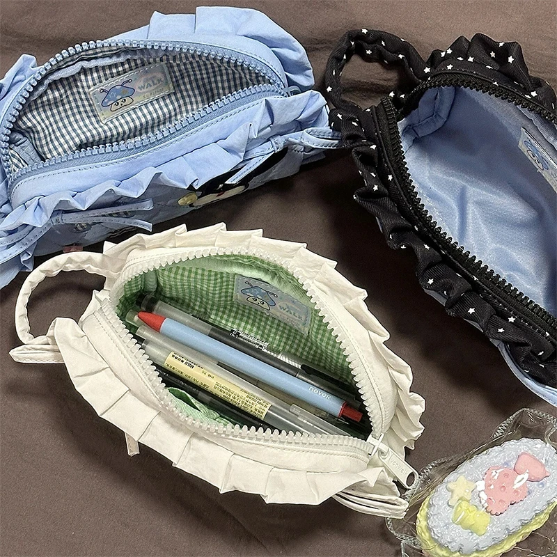 1pcs High-value Cute Dumpling Pencil Case For Girls Large-capacity Cosmetic Bag Student Cartoon Print Stationery Storage Bag