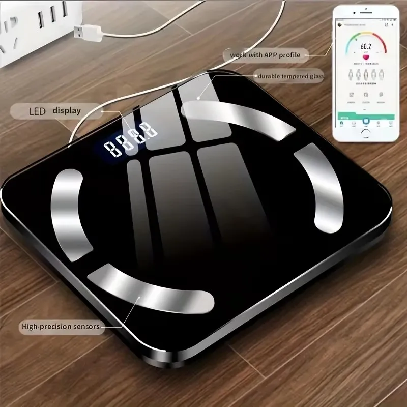 1pc Bluetooth Body Fat Scale - Smart Weight Scale with App Connectivity, Accurate Measurement of Body Weight, Fat Percentage