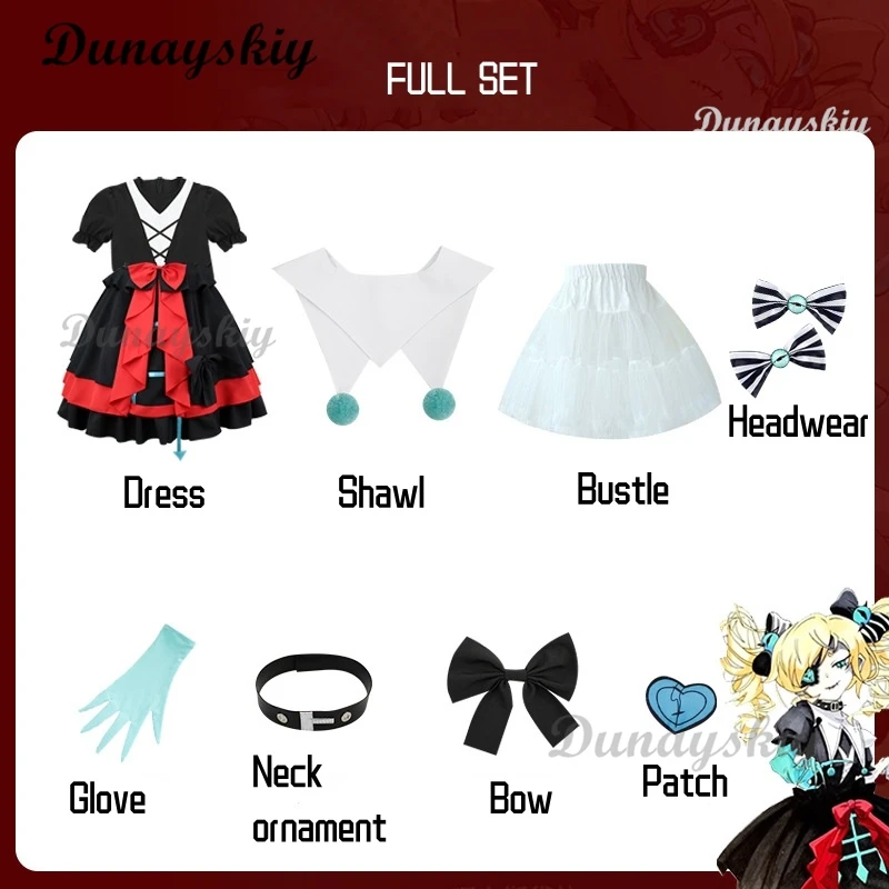 ستيلا تأثيري لعبة Eggy حفلة كتم فتاة تأثيري هالوين زي شعر مستعار الهروب من الخوف ليلة مهرج حفلة الهالوين مخصصة