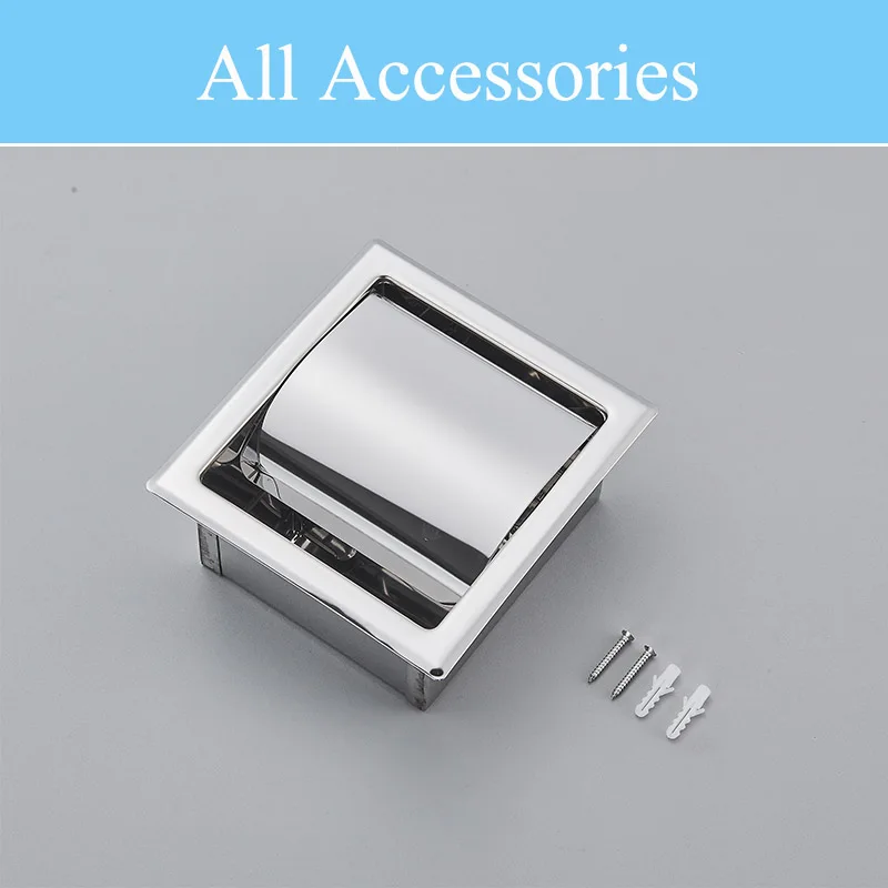 Chrome Bathroom Toilet Paper Holder 304 Stainless Steel Roll Paper Box Wall Mounted Conceal Tissue Box Bathroom Hardware