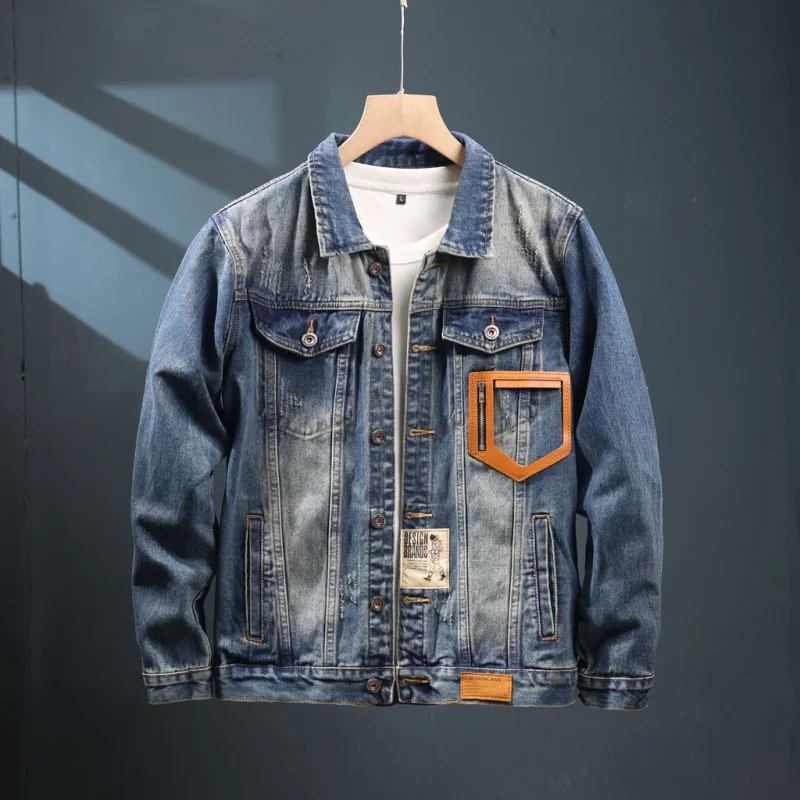 

2024 New Embroidered Denim Coat Men's Autumn High-Grade Design Loose Retro Fashion Street Trend Light Luxury Jacket