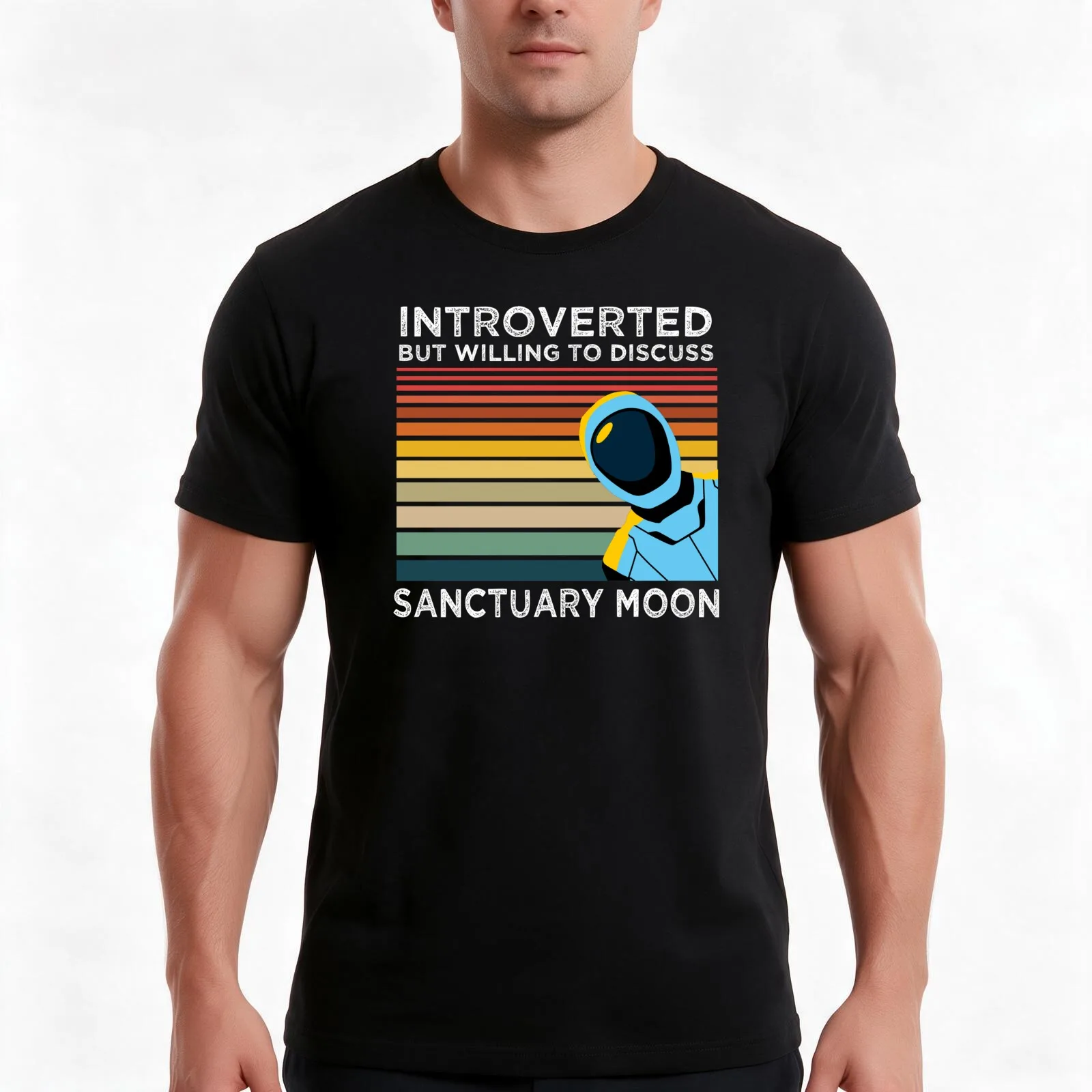 Introverted But Willing to Discuss Sanctuary Moon T-Shirt Summer Casual Cotton Tee Oversized Streetwear Tops Unisex Men Women