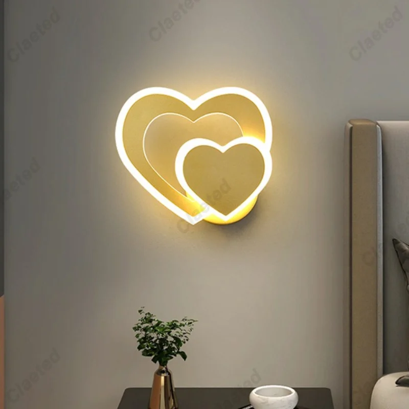 Nordic Creative Minimalist Heart Shape Wall Sconce Decor Home Lighting for Bedroom Living Room Corridor & Balcony