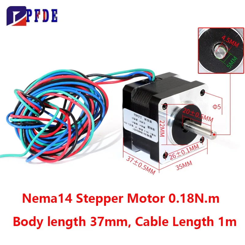 Nema14 Hybrid Rotary Stepper Motor 0.1N.m 0.18N.m High Precision Big Torque Motor for 3D Printer CNC Robot Shaft 5mm