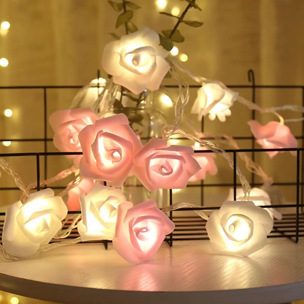 Led luci artificiali della stringa del fiore della rosa ghirlanda romantica della lampada della luce delle fate per le luci delle fate della decorazione di san valentino di nozze