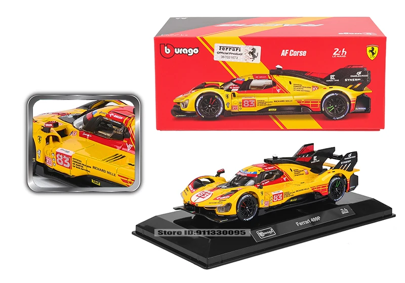 Bburago 1:43 Le Mans Ferrari 499P 2024 488 250 512 Alloy Luxury Vehicle Diecast Pull Back Cars Model Toy Collection Gift