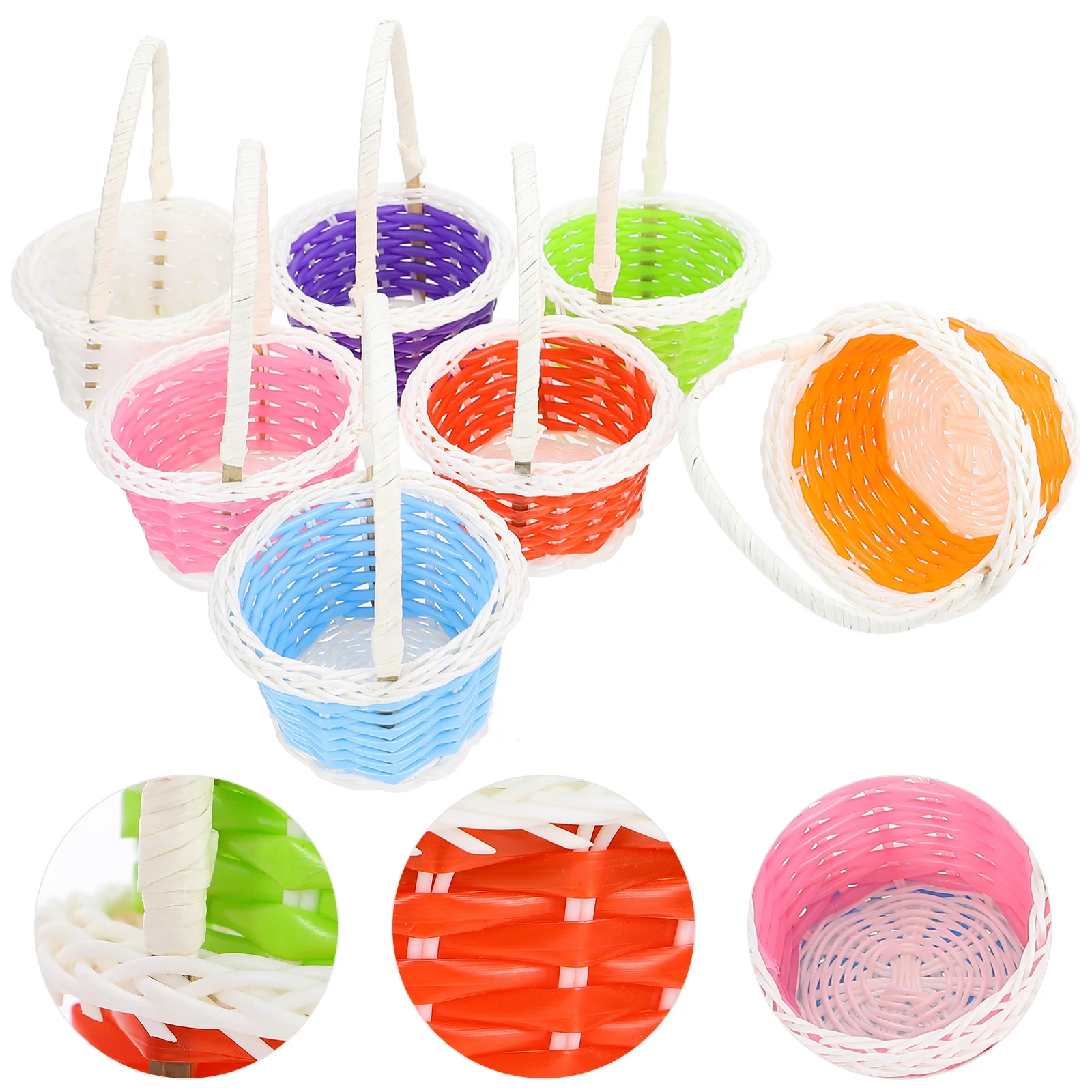 7 Pcs Wedding Decor Easter Egg Basket Gift Baskets Fruit Flower Stand Colorful Tote Decoration Woven Toddler