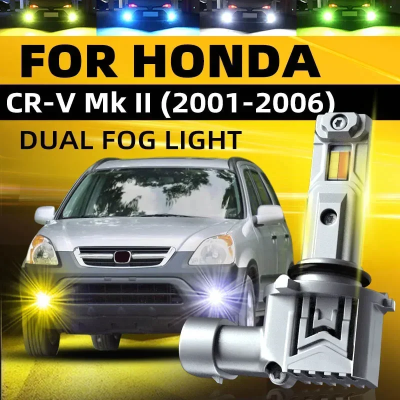 2pcs Car LED Front Fog Lights Bulbs Dual Colors Switchback Canbus Error Free For Honda CR-V 2 RD 2001 2002 2003 2004 2005 2006