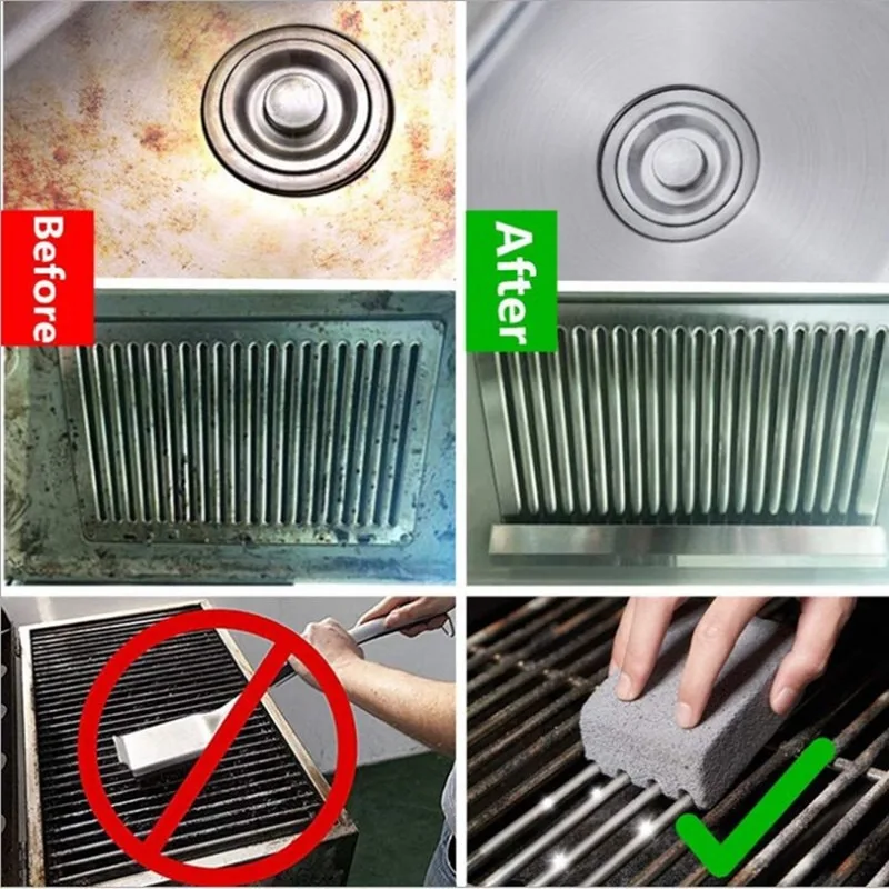 BBQ Grill Cleaning Brush Brick Block Barbecue Cleaning Stone Pumice Brick For Barbecue Rack Outdoor Kitchen BBQ Tools mangal