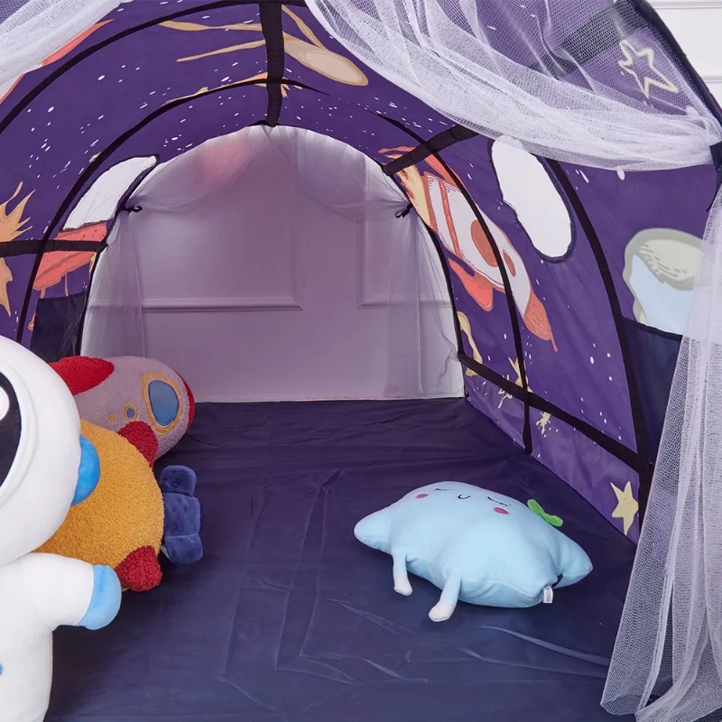 Tente fusée étoile Portable pour enfants, moustiquaire, auvent, lit pour enfants, tente pliante bloquant la lumière, décor de chambre pour filles et garçons