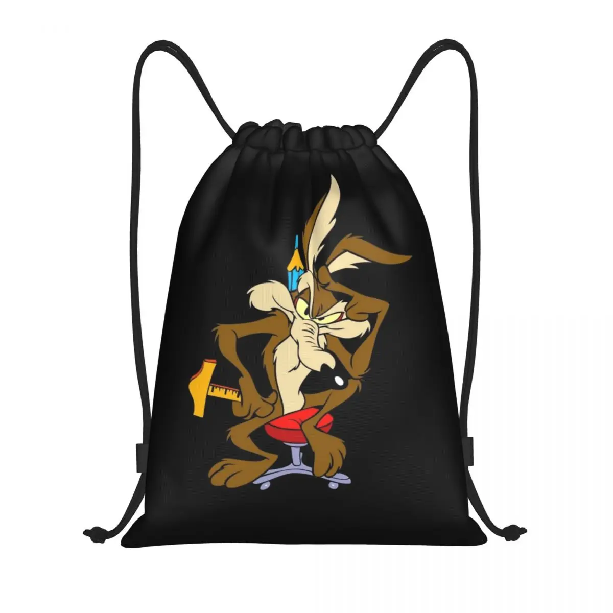 Custom Wile E. Coyote And The Road Runner   Anime Drawstring Backpack Women Men Gym Sport Sackpack Portable Training Bag Sack