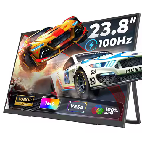 QQU 23.8 inch Portable Monitor IPS FHD 1080P 300Cd/m &sup2; 100%SRGB Game Screen Laptop Mac Xbox PS4/5 Switch Display VESA