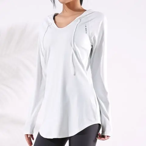 Yasuk AllSeason Sport donna Solid Casual SunProtection Shirt Pullover felpa con cappuccio manica lunga corta Slim Tees Top camicetta Sexy delicata