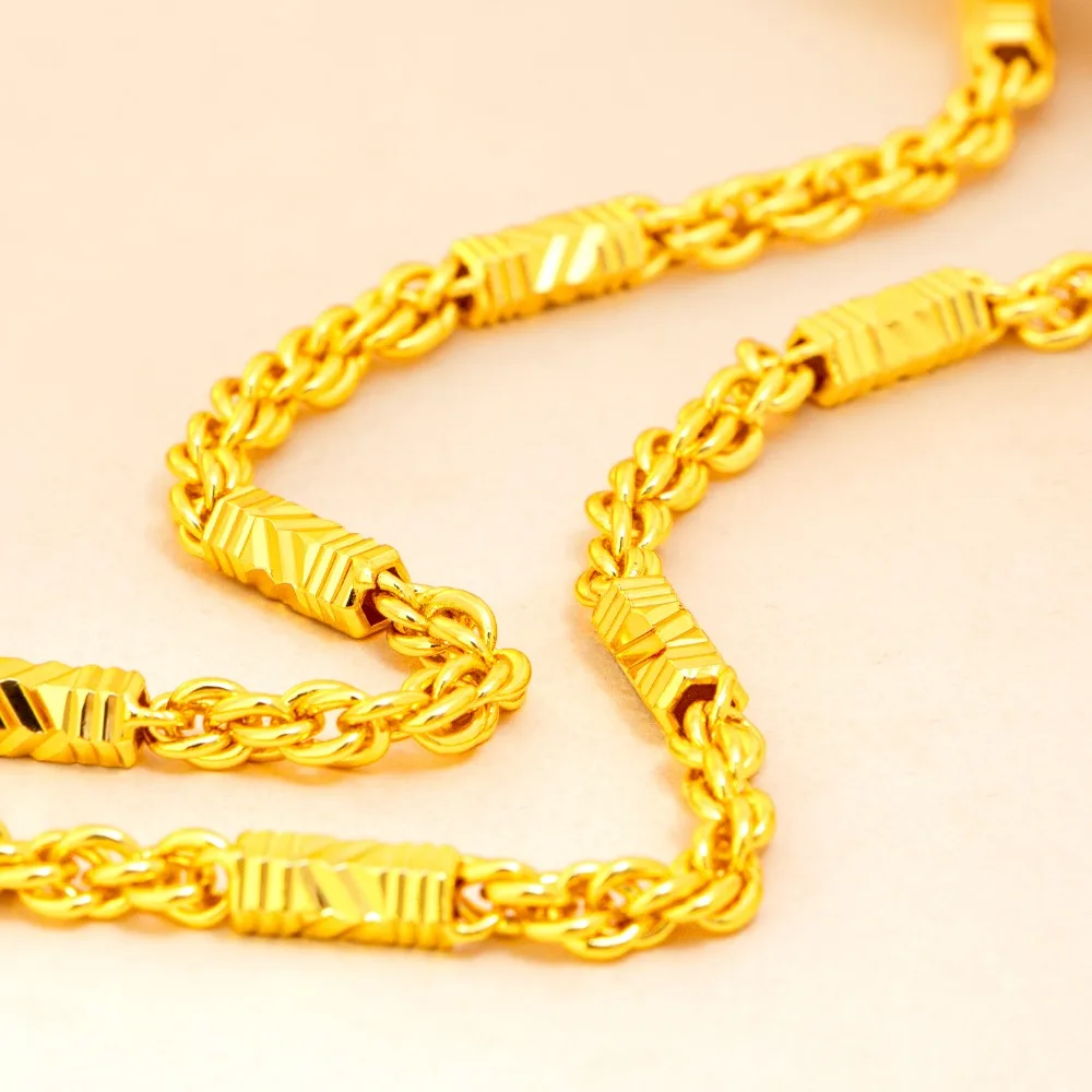 Hexagonal twist necklace men's personality fashion boss chain 9999gold