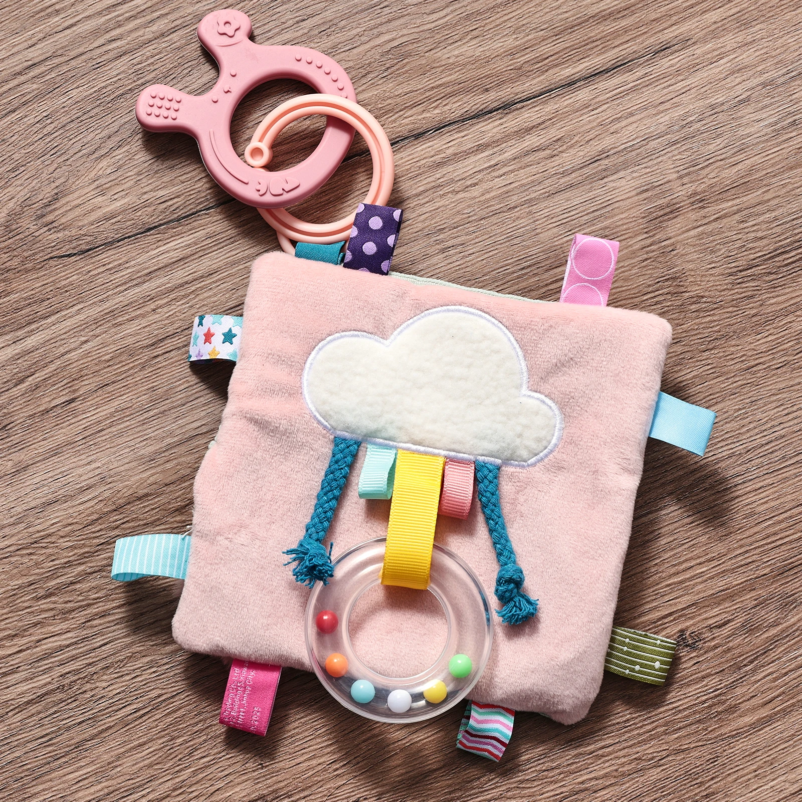 Baby Sensory Lovey Security Blanket, Plush Cartoon Lamb Comforter, Portable Hanging Grip Toy for Newborn Early Learning