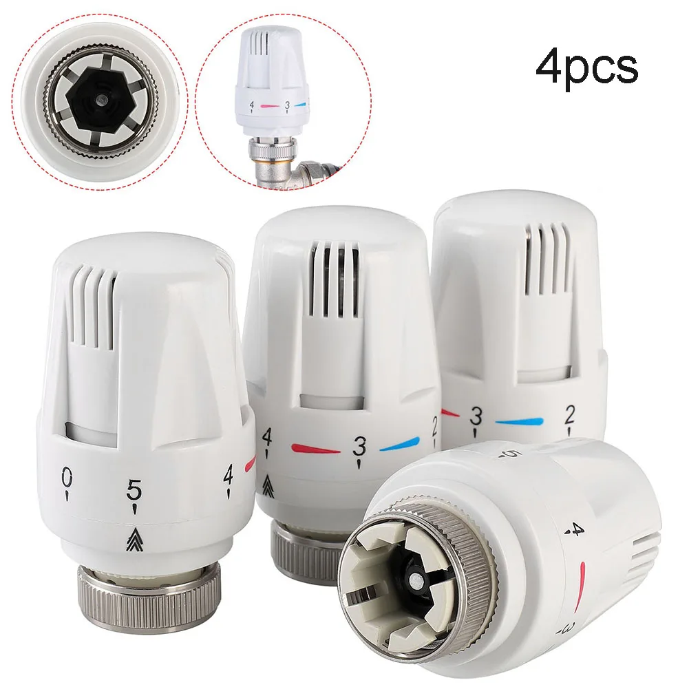 4PCS Thermostatic Radiators M30x1.5 Heating Zero Valve 5-levels Temperature Controller Head For Household Control System Tools