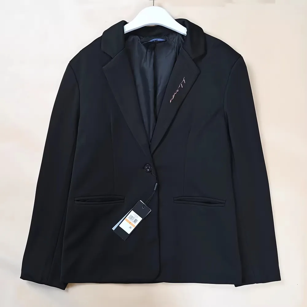 

Slim Fit Embroidered Letter Ladies Suit Casual Commute One Button Professional Casual Style Women's Suit Straight Leg Type