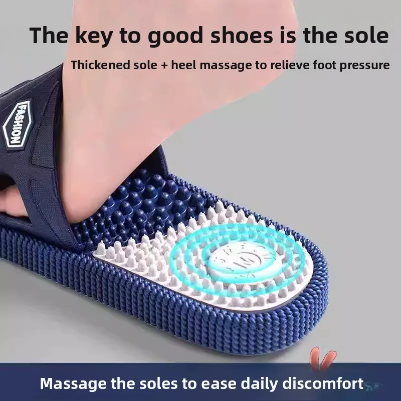 

Men's Foot Bottom Massage Slippers 2025 New Model Bathroom Bathing Anti-slip Cool Slippers Home Use Comfortable EVA Material