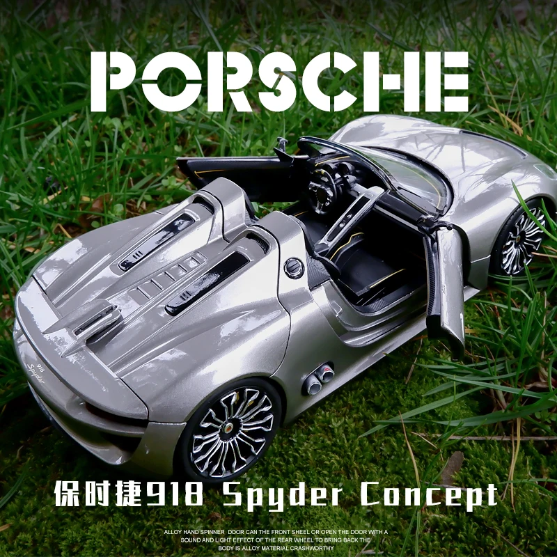 WELLY 1:24 Porsche 918 Spyder Concept cabrio aluminiowy Model samochodu Diecasts metalowa zabawka samochód sportowy wysoka symulacja kolekcja B152