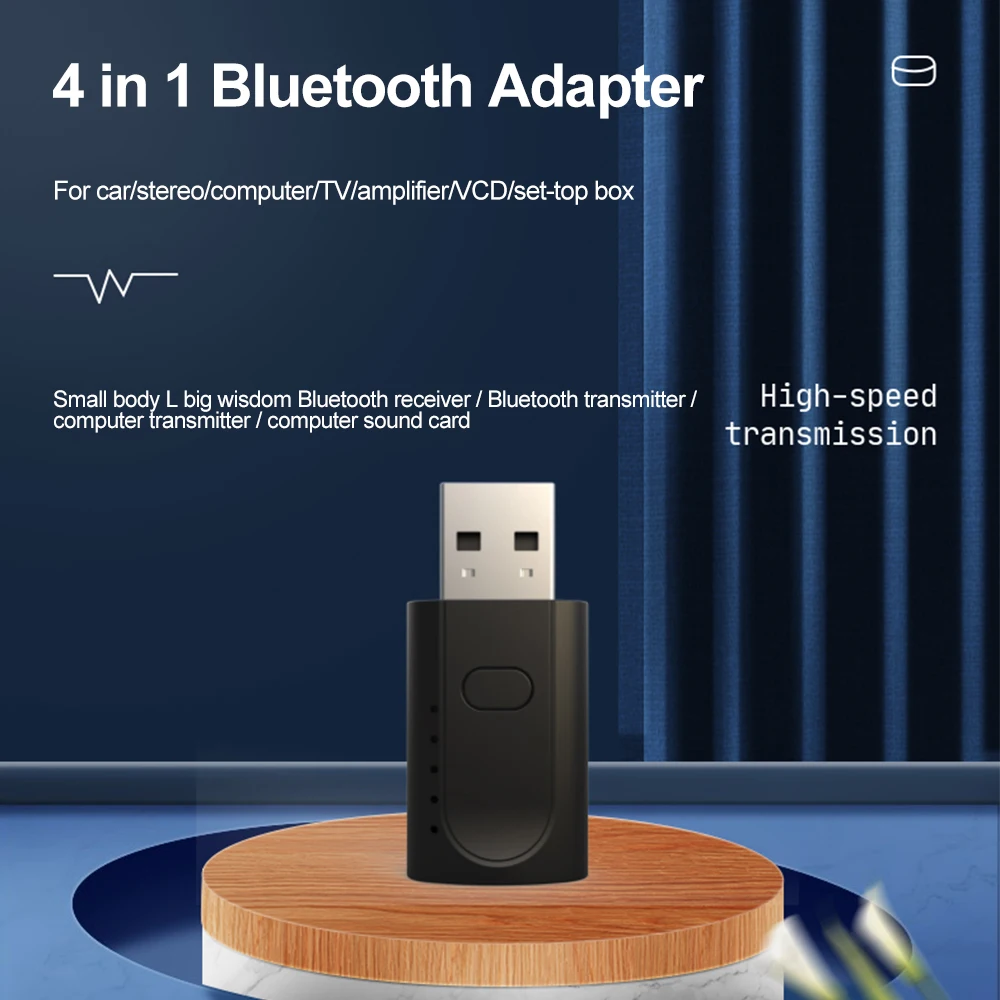 4 في 1 USB بلوتوث 5.1 محول استقبال الصوت اللاسلكي الارسال USB كارت الصوت الخارجي 3.5 جاك AUX مكبر صوت للسيارة محول