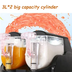 6L Commercial Mini Slushy Machine 3L*2 Snow Slush Maker Frozen Drink Dispenser Ice-Cool Juice Smoothie Making Kitchen Appliance