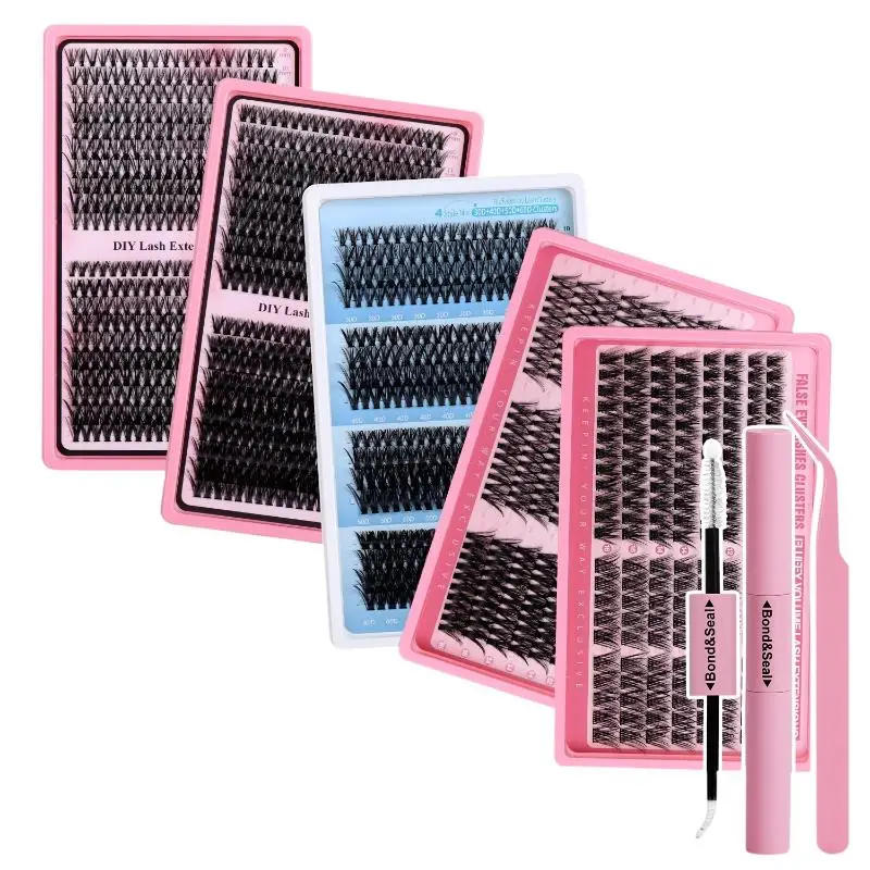 Wispy Lash Clusters Kit D Curl 176 300 320 400Pcs 9-16mm DIY Eyelash Extension Seamless Blend for Day and Night Makeup