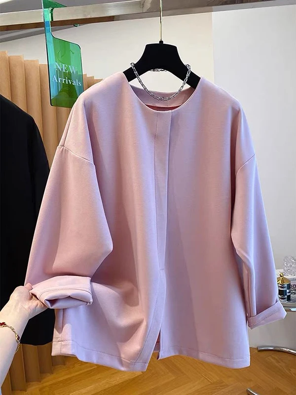 

Женская толстовка больших размеров для похудения, свободная посадка, повседневная удобная хлопковая футболка, длинная футболка све для девочек больших размеров