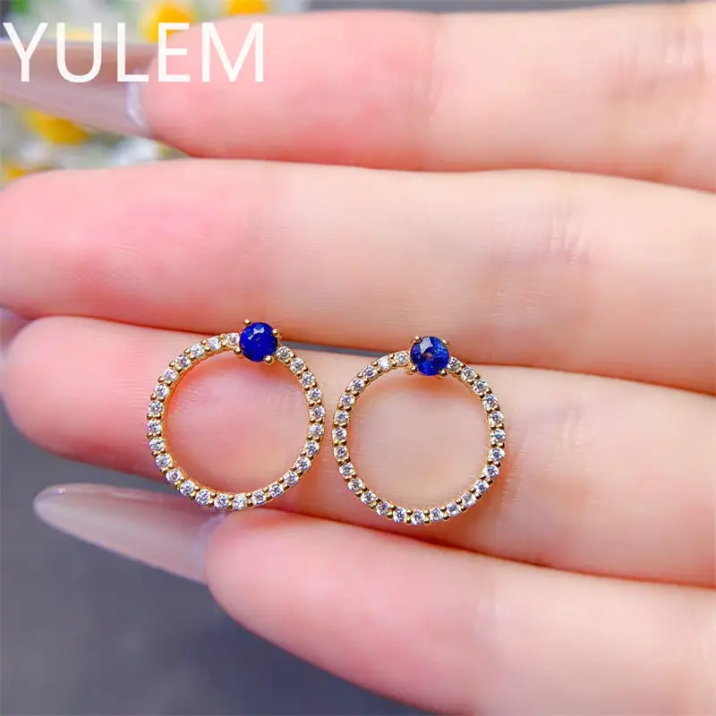 

Natural Dark Blue Sapphire Stud Earrings 3mm Sapphire 925 Silver Jewelry Allergy Free 18K Gold Plated Earrings