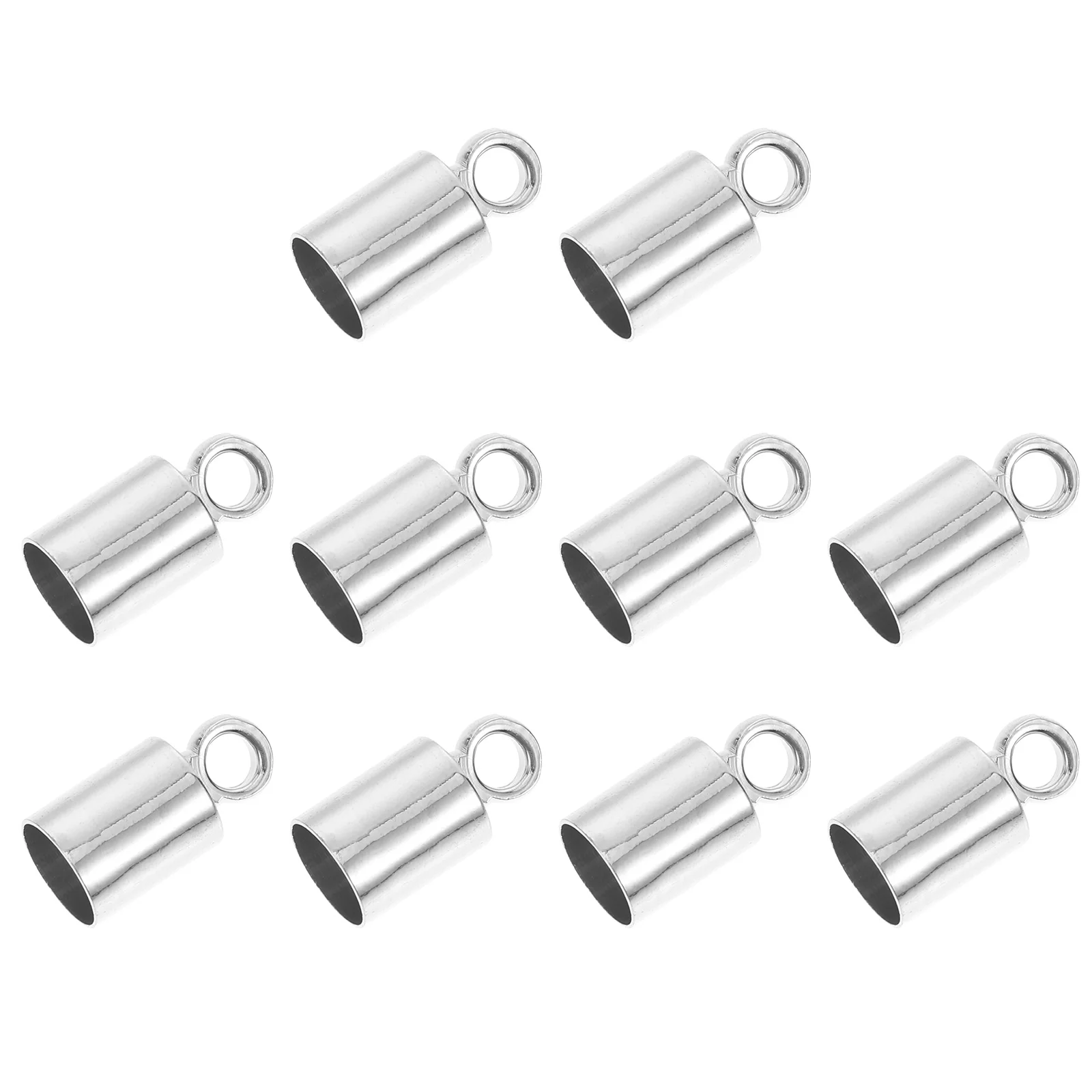 

10 Pcs Tassel Cap Bell Bracelets Necklace Cord End Caps Rope Connector Fastener Jewelry Making Silver DIY Accessory