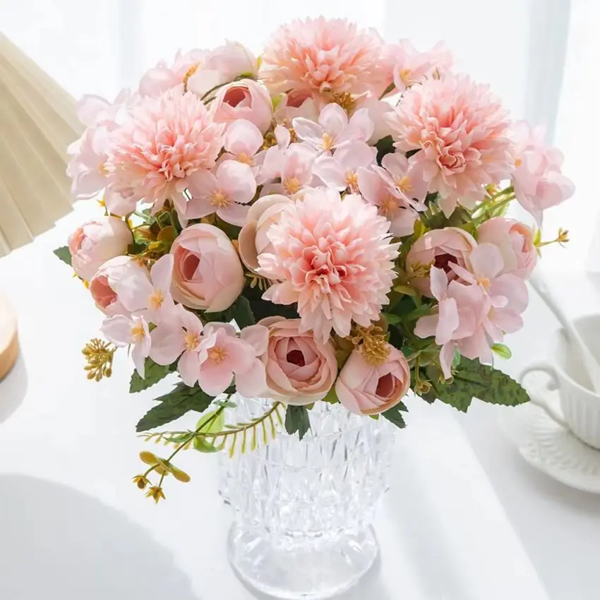 1/4 stücke Künstliche Blume Tee Knospen Hortensien Hause Vase Tisch Outdoor Garten Kranz Hochzeit Brautstrauß Festival Diy Geschenk Dekor