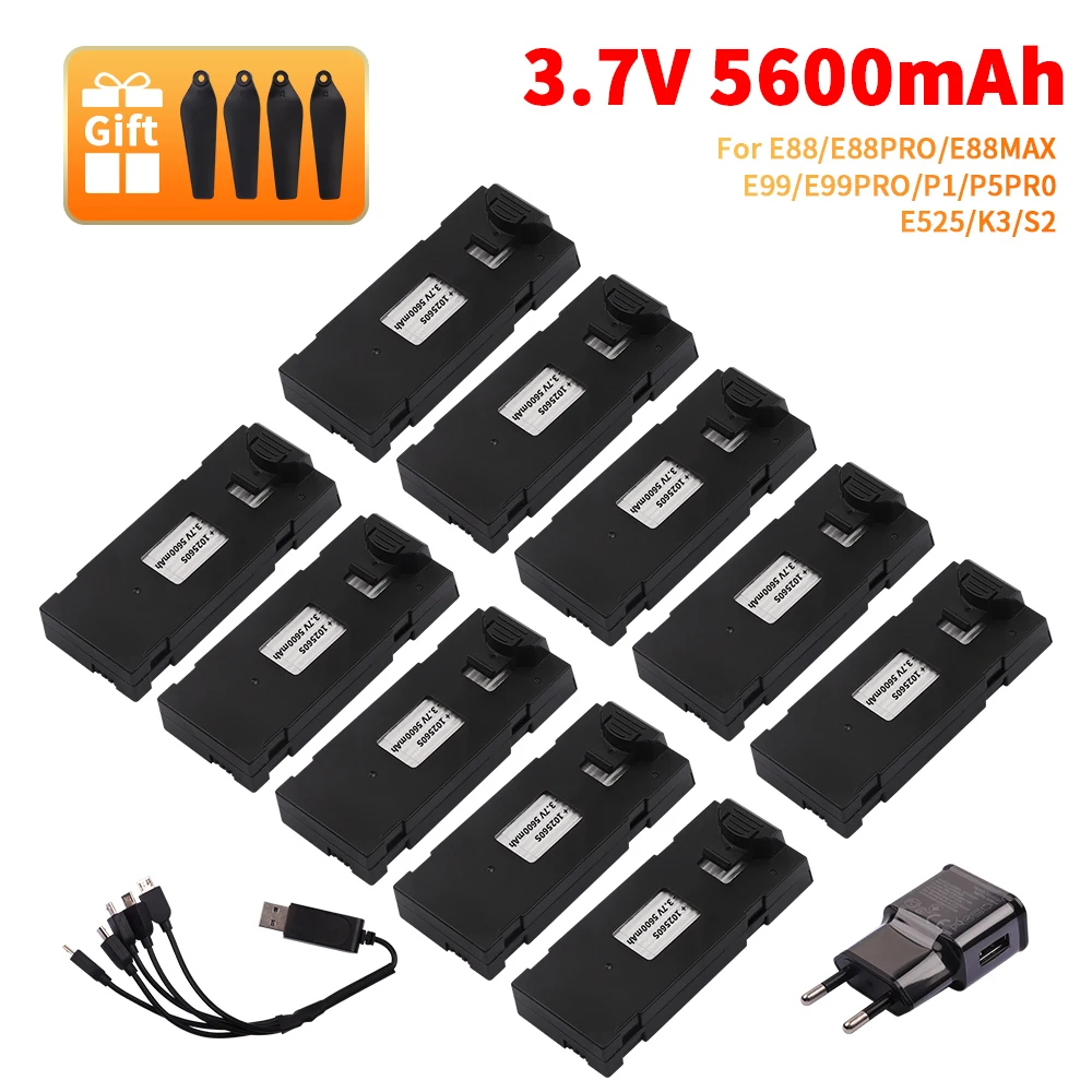 Chargeur de batterie pour importateur RC, 3.7V, 5600mAh, accessoire pour E88, E88PRO, E99, E525PRO, erian K3, ltP10, Mini UAbility, pièces spéciales RC