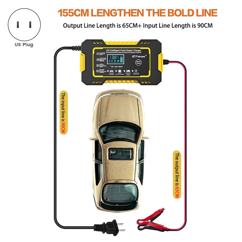 RJTIANYE 12V Fully Automatic Smart Charger 6A High Power Portable Car Motorcycle Battery Charger For Battery Charging