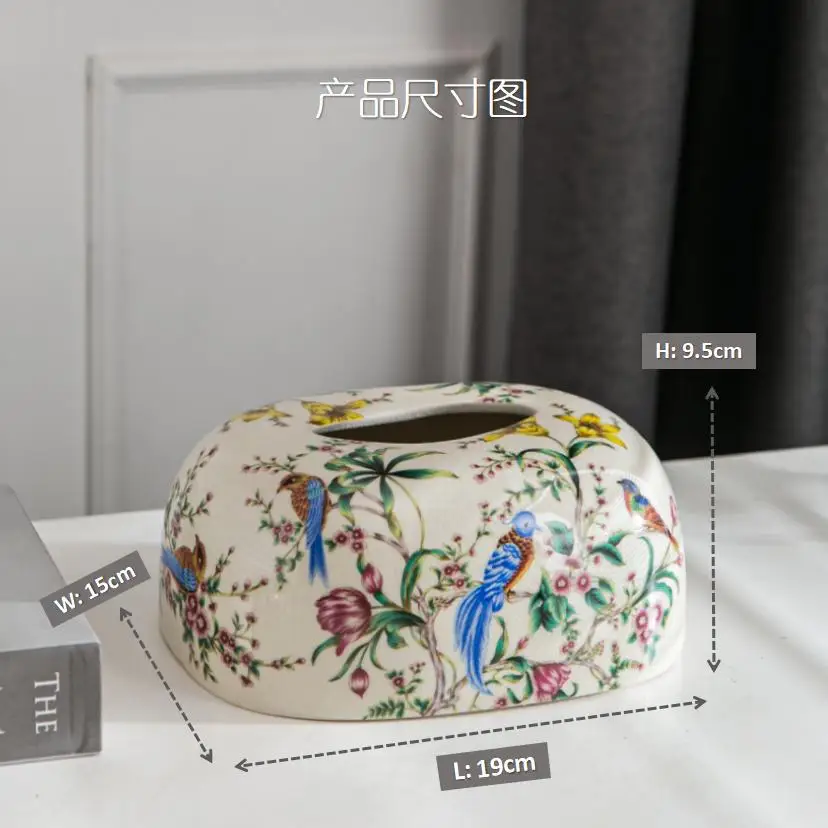 Vintage Ceramic Tissue Boxes Elegant Morden Nordic Tissue Boxes Luxury Hand Painting Design Napkin Cases Kitchen Decorations view 6