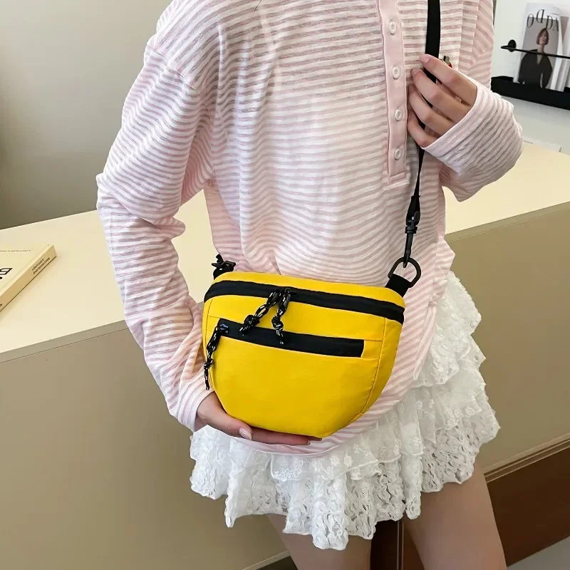 موضة النايلون سستة الحلو المرأة حقائب كروسبودي 2026 رائجة البيع المرقعة التنقل أكياس الخياطة الموضوع حقائب كتف متعددة الاستخدامات