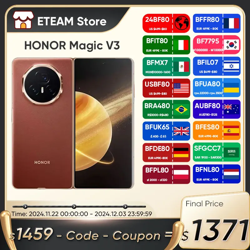 Honor Magic V3 5G Foldable phone LTPO AMOLED 120Hz Display 7.92