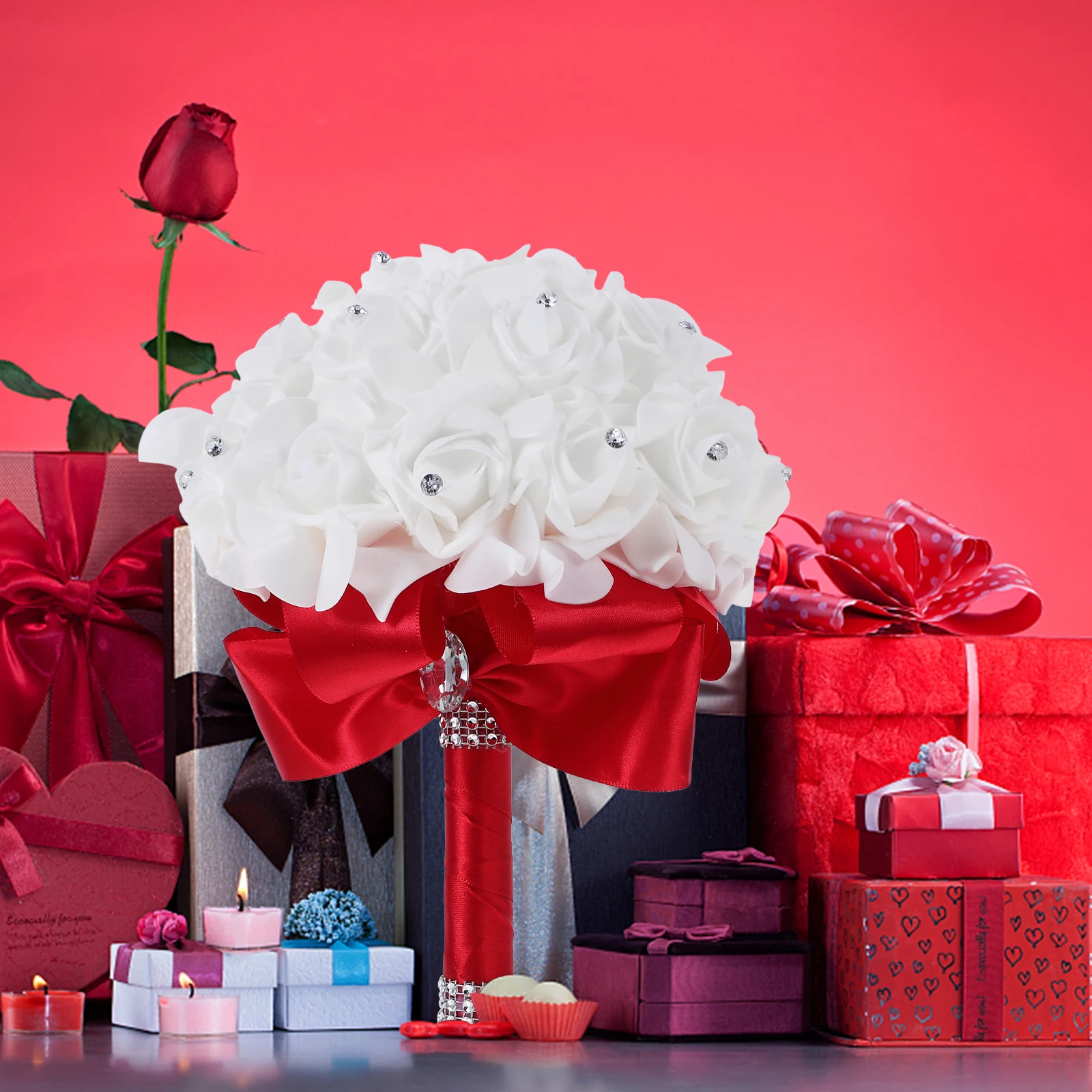 

Artificial Flower Wedding Decor Bridal Flowers Rhinestone Centerpiece Table Fake Artificial Flower With Stem Stem