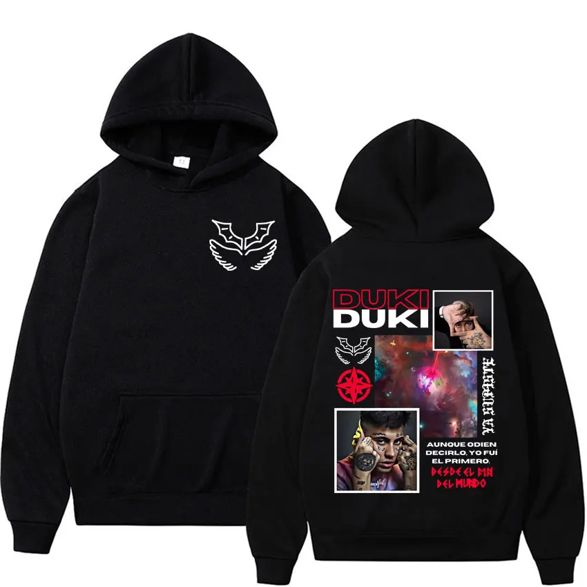 Rapper Duki Music Album Graphic Hoodies Vintage Hip Hop Oversized Sweatshirts Men Women Casual Fleece Hoodie Harajuku Streetwear