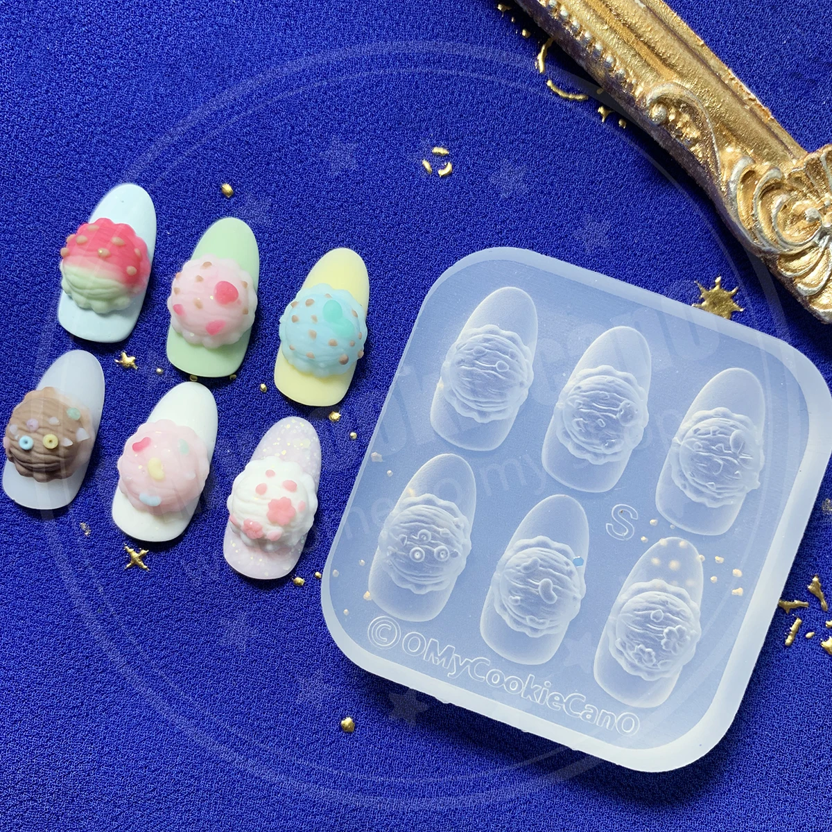 Multiple flavors! Super cute summer icy ice cream ball transparent silicone nail art molds.