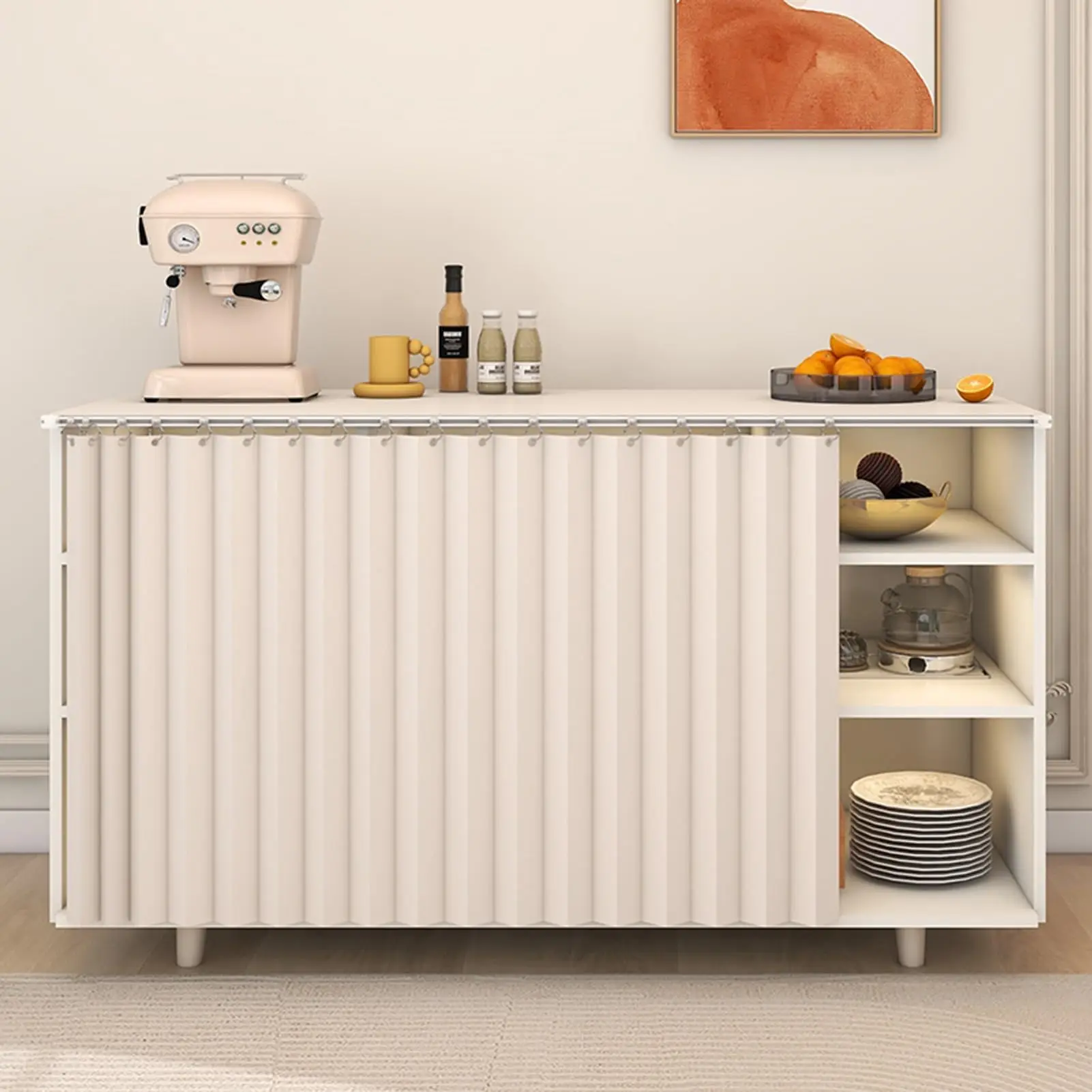 Short Linen Cabinet Curtains for Kitchen Privacy Under Sink Curtains for Closets Without Doors Dust-Proof Waterproof