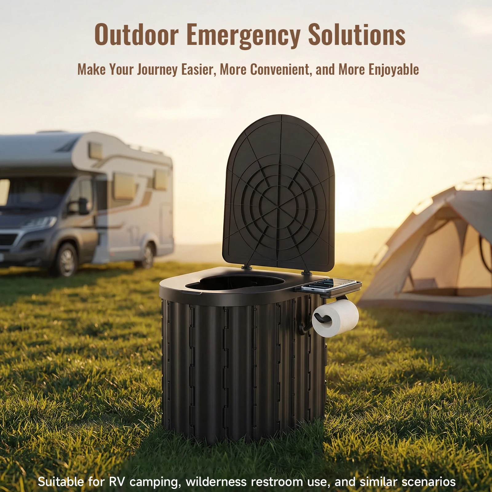 Inodoro Plegable para Viajes en Auto con Tapa, Inodoro Portátil de ABS para Camping, Diseño que Ahorra Espacio para Uso en Exteriores e Interiores