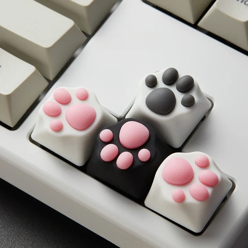 Pink Cat Claw Keycaps ABS Soft Cute Personalized Silicon Cat Meat Mat Custom Mechanical Keyboard Artisan KeyCap with Storage Box