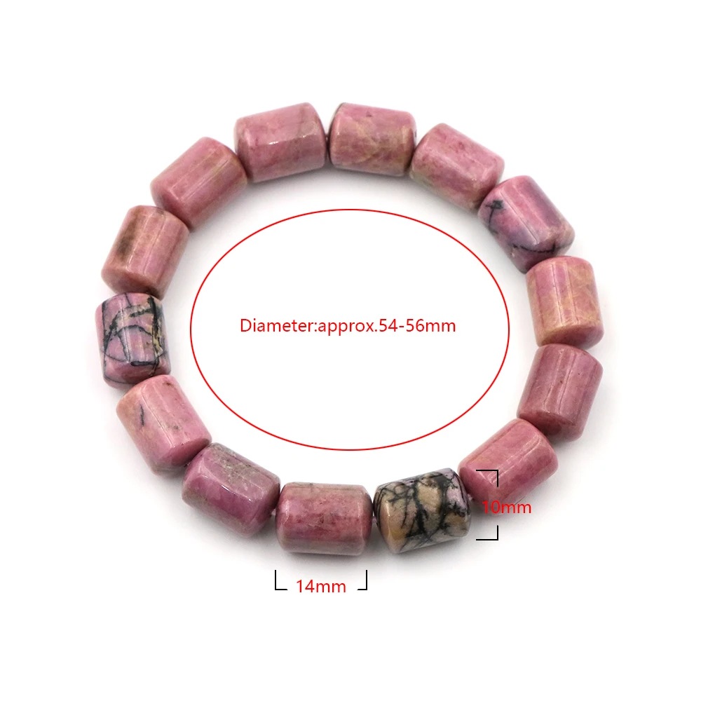 موضة الحجر الطبيعي 10x14 مللي متر أنبوب الخرز مطاطا سوار جمشت روز كوارتز اليدوية العصرية جوهرة سوار حلية أساور اليوغا #6