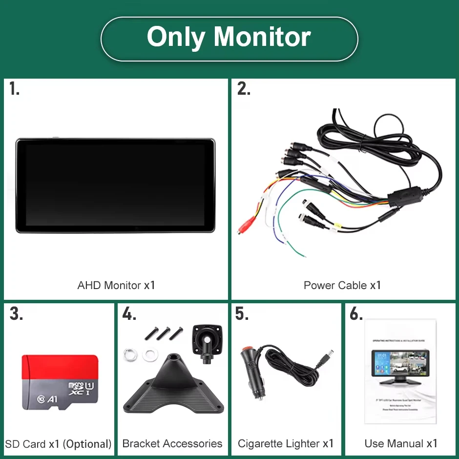 10.36 "4CH SMART BLIND Spot Radar BSD Alarm Truck Bus CAR DVR Recorder Monitor met 4 PCS AHD1080P Infrarood Night Vision Camera